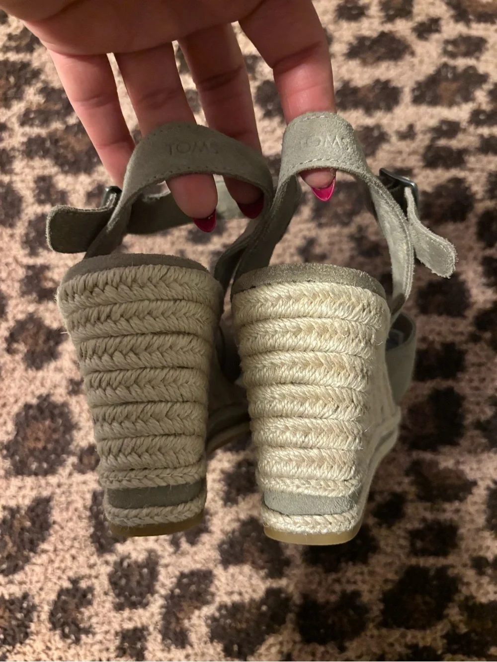 Toms Taupe/ Tab Suede Triple-Strap Ankle Buckle Espadrilles